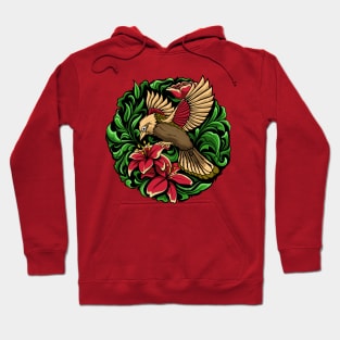 flying bird with flower illustration Hoodie